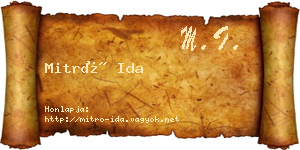 Mitró Ida névjegykártya